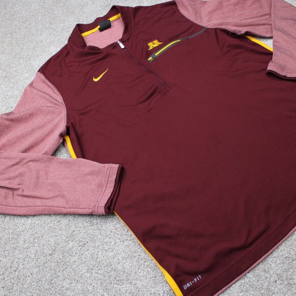 Nike Minnesota Golden Gophers Sweatshirt Mens XL Red Dri-Fit 1/4 Zip Pullover - Picture 6 of 16